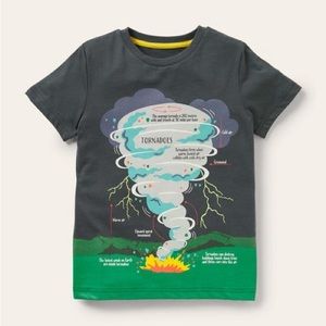 Mini Boden Glowing Educational T-shirt Smoke Grey Volcano size 2-3Y